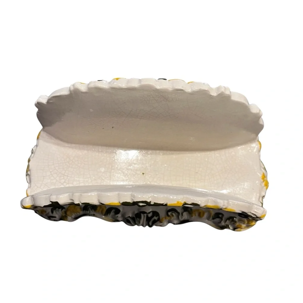 Italian Rococo Style Letter or Napkin Holder Yellow Floral